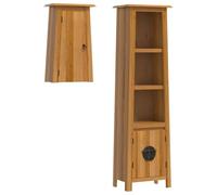 Qnhdfrt Ensemble de 2 meubles de salle de bain en pin massif - 48 x 32 x 170 cm et 42 x 23 x 70 cm - Vintage - Avec espace de rangement - Montage mural pour petites salles de bain