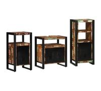 Qnhdfrt Ensemble de 3 meubles de salle de bain en bois massif recyclé multicolore étroit 55 x 35 x 60 cm Design industriel avec montage mural pour salle de bain et salon