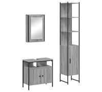 Qnhdfrt Ensemble de 3 meubles de salle de bain en bois Sonoma gris 60 x 30 x 60 cm avec armoire à miroir et meuble de lavabo pour petites salles de bains Design moderne et espace de rangement robuste