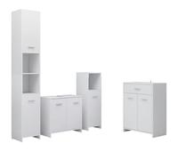 Qnhdfrt Ensemble de 4 meubles de salle de bain, blanc, en bois dérivé, 60 x 33 x 183,5 cm, design moderne, avec armoire de salle de bain, meuble sous-vasque, armoire haute pour petites salles de bains
