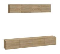Qnhdfrt Ensemble de 4 meubles TV, en chêne Sonoma, 2 de 80 x 30 x 30 cm, 2 de 100 x 30 x 30 cm, moderne, montage mural, meubles pour salon, chambre à coucher, bureau