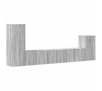 Qnhdfrt Ensemble de 4 meubles TV gris sonoma bois 30,5 x 30 x 90 cm - Meuble TV bas - Montage mural peu encombrant - Design moderne pour salon, chambre à coucher, salle à manger