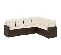 Qnhdfrt Ensemble de 6 canapés de jardin marron en rotin synthétique - Module d'angle 62 x 62 cm - Module central 55 x 62 cm - Canapé accoudoir 65,5 x 62 cm - Design moderne avec espace de rangement et