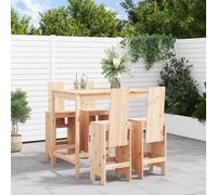 Qnhdfrt Ensemble de bar de jardin, 5 pièces, en pin massif, avec table et 4 tabourets de bar, 121 x 82,5 x 110 cm, meubles d'extérieur robustes pour terrasse, balcon et jardin