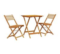Qnhdfrt Ensemble de bistro 3 pièces en bois d'acacia massif, ensemble de balcon pliable avec table de jardin et 2 chaises, ensemble de meubles de terrasse peu encombrants pour jardin et balcon, beige