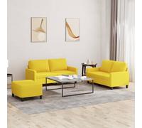 Qnhdfrt Ensemble de canapé 2 places avec coussins, tissu jaune clair : petits et grands canapés avec repose-pieds, design robuste pour salon, balcon, salon