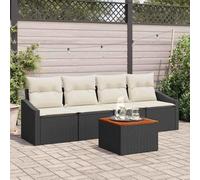 Qnhdfrt Ensemble de canapé de jardin, 5 pièces, noir et blanc, 55 x 55 x 37 cm, design modulaire, avec espace de rangement et pieds réglables, pour terrasse, balcon, jardin