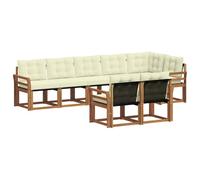 Qnhdfrt Ensemble de canapé d'extérieur 8 pièces en bois d'acacia et textilène, salon modulaire pour jardin et terrasse avec rembourrage, naturel et crème, 308 x 130,5 x 73 cm
