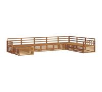 Qnhdfrt Ensemble de canapé d'extérieur 8 pièces en bois d'acacia, salon modulaire pour terrasse et jardin, salon avec canapé d'angle, canapé central et tabouret, design naturel, construction en bois