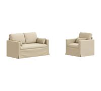 Qnhdfrt Ensemble de Canapés 2 Pièces Crème en Tissu 139 x 78 x 80 cm - Canapé Modulable et Sectionnel avec Cadre en Métal Robuste pour Salon, Chambre et Bureau Contemporain