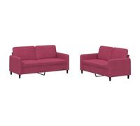 Qnhdfrt Ensemble de Canapés 2 Pièces en Velours Rouge Bordeaux - Canapé 2 Places 120cm et 140cm Salon Moderne avec Structure Métal et Cousins - Idéal pour Salon Chambre et Bureau