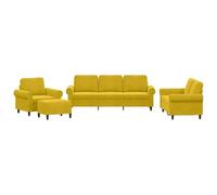 Qnhdfrt Ensemble de Canapés 4 Pièces en Velours Jaune, Salon Complet avec Fauteuil, Canapé 2 Places, Canapé 3 Places et Pouf Repose-Pied Modulaire pour Salon et Bureau