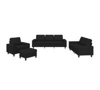 Qnhdfrt Ensemble de Canapés 4 Places et Plus Noir en Tissu Salon Complet avec Fauteuil Canapé 2 Places Canapé 3 Places et Pouf Repose-Pied Modulaire pour Entrée Bureau Bureau et Maison
