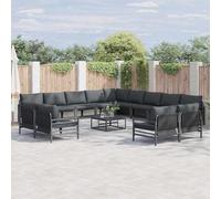 Qnhdfrt Ensemble de canapés de jardin, 14 pièces, anthracite, en acier, 70 x 70,5 x 32 cm, design moderne, avec coussins, pour jardin, terrasse, balcon et jardin d'hiver