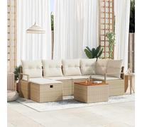 Qnhdfrt Ensemble de canapés de jardin 7 pièces beige en polyrotin design moderne avec coussins pour extérieur, salon de jardin et terrasse