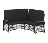 Qnhdfrt Ensemble de canapés de jardin, noirs, 164 x 164 x 112 cm, en polyrotin, design moderne, avec dossiers réglables et coussins en tissu, robuste, pour terrasse, jardin, balcon