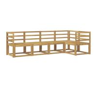 Qnhdfrt Ensemble de Canapés d'Extérieur 5 pcs Blanc en Bois d'Acacia Massif, Salon de Jardin Modulable avec Canapé d'angle et Assises à Lattes pour Terrasse, Balcon et Arrière-Cour
