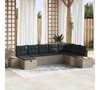 Qnhdfrt Ensemble de canapés d'extérieur modulaires en polyrotin gris avec coussins résistants aux intempéries, en forme de L ou linéaire, pour balcon et jardin