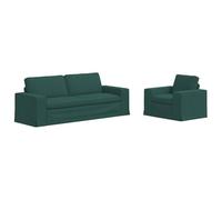 Qnhdfrt Ensemble de Canapés Modulables 2 Pièces Vert Foncé, Salon Confortable en Tissu Respirant avec Cadre Métallique, Canapé Sectionnel Évocateur et Moderne pour Bureau et Maison