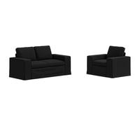 Qnhdfrt Ensemble de Canapés Modulaires 2 Pièces Noir - Canapé Sectionnel en Tissu Respirant avec Cadre Métallique Stable et Pieds Robustes - Mobilier Moderne de Salon Élégant