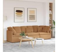 Qnhdfrt Ensemble de canapés modulaires beige avec coussins, canapé d'angle et canapé central en tissu imitation laine d'agneau, largeur 300 cm, pour salon, coin salon, confortable et stable, avec