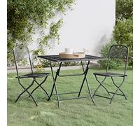 Qnhdfrt Ensemble de jardin 3 pièces avec table pliante et 2 chaises en métal déployé avec revêtement E pour balcon, terrasse et jardin