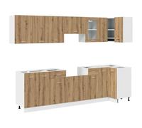 Qnhdfrt Ensemble de Meubles de Cuisine 11 Pièces Lyon, Cuisine Complète Chêne Artisan en Bois d'Ingénierie, Armoires et Placards de Rangement Modulaires pour Studio et Maison