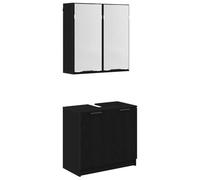 Qnhdfrt Ensemble de meubles de salle de bain 2 pièces - En chêne noir - 64,5 x 33,5 x 59 cm - Meuble avec miroir - Design moderne - Grand espace de rangement - Durable - Pour petites et grandes salles