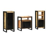 Qnhdfrt Ensemble de meubles de salle de bain 3 pièces avec étagère en bois de manguier massif marron design industriel solution de rangement 40 x 35 x 90 cm pour salle de bain, couloir, salon