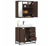 Qnhdfrt Ensemble de meubles de salle de bain aspect chêne marron avec armoire à miroir et meuble sous lavabo pour salle de bain, étroit, petit, robuste, durable