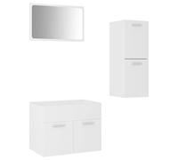 Qnhdfrt Ensemble de meubles de salle de bain - Blanc - 60 cm - Meuble midi - Miroir en bois - Design moderne - Pour petites salles de bains, invités, WC, kit complet de salle de bain - Peu encombrant