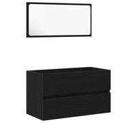 Qnhdfrt Ensemble de meubles de salle de bain - Chêne noir - 80 cm - Lavabo avec miroir - Durable - Design moderne - Montage mural pour petites salles de bains et toilettes d'invités