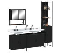 Qnhdfrt Ensemble de meubles de salle de bain en bois noir avec miroir et meuble sous lavabo - Meuble de salle de bain 3 pièces pour l'ordre et le style