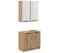 Qnhdfrt Ensemble de meubles de salle de bain - En chêne - 64,5 x 33,5 x 59 cm - Design moderne - Meuble bas avec miroir pour petites salles de bain