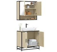Qnhdfrt Ensemble de meubles de salle de bain en chêne Sonoma avec armoire à miroir et meuble de lavabo pour salle de bain, design en bois robuste et espace de rangement, dimensions : 65 cm de large