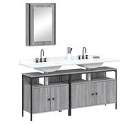 Qnhdfrt Ensemble de meubles de salle de bain gris Sonoma avec armoire à miroir et deux armoires de lavabo en bois - Design peu encombrant avec beaucoup d'espace de rangement pour votre salle de bain