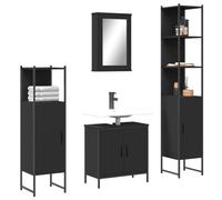 Qnhdfrt Ensemble de meubles de salle de bain noir avec meuble sous lavabo, armoire à miroir et armoires de salle de bain pour mettre de l'ordre dans les petites salles de bain