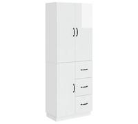 Qnhdfrt Ensemble de Meubles de Salon 2 Pcs, Meuble TV et Armoire Murale en Bois d'Ingénierie Blanc Brillant, Buffet de Rangement Moderne avec 3 Portes, 3 Tiroirs et 3 Étagères pour Bureau