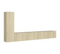 Qnhdfrt Ensemble de Meubles TV 3 Pcs en Bois d'Ingénierie Chêne Sonoma, Meuble Télévision Suspendu Mural, Set de Buffet Bas pour Salon et Chambre