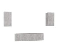 Qnhdfrt Ensemble de Meubles TV Muraux 4 Pcs Bois d'Ingénierie Gris Béton