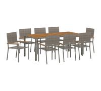 Qnhdfrt Ensemble de Salle à Manger de Jardin en Polyrotin Gris 7 Pièces Comprenant 1 Table Rectangulaire 190x90cm et 6 Chaises Salon Extérieur Moderne pour Terrasse et Cour