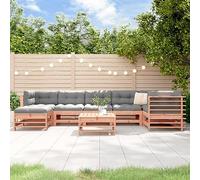 Qnhdfrt Ensemble de salon de jardin 8 pièces en bois de sapin Douglas 57,5 x 63,5 x 60 cm - Pliable - Modulable - Petit balcon avec coussins Oxford gris - Robuste - Pour terrasse, jardin