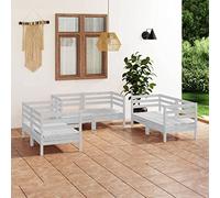 Qnhdfrt Ensemble de salon de jardin, blanc, en bois de pin massif, module d'angle - 63,5 x 63,5 x 62,5 cm - Meuble d'extérieur pour terrasse, balcon et jardin