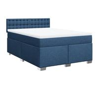 Qnhdfrt Ensemble Lit Boxspring 140x200 cm Tissu Bleu avec Matelas | Lit rembourré pour chambre adulte avec matelas ressorts ensachés et surmatelas lavable. Sommier robuste 140x200 cm.