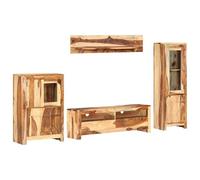 Qnhdfrt Ensemble Meuble TV Marron 120 cm en Bois avec Tiroir, Grand Set de Meubles de Salon Moderne Comprenant Meuble Télé, Étagère Murale, Cabinet à 4 Portes et Armoire à 2 Portes
