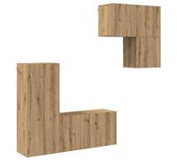 Qnhdfrt Ensemble Meuble TV Mural 4 Pièces Bois d'Ingénierie Chêne