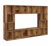 Qnhdfrt Ensemble Meuble TV Mural 4 Pièces en Bois d'Ingénierie Marron, Colonne de Rangement Verticale Moderne et Étagère Média Suspendue pour Salon et Studio, 37 x 37 x 142,5 cm