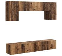 Qnhdfrt Ensemble Meuble TV Mural 4 Pièces, Meuble Salon Suspendu en Bois d'Ingénierie, Meuble Télévision Design Contemporain et Minimaliste avec Portes et Étagères pour Salon, Couleur Bois Ancien