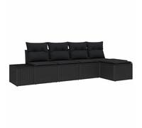 Qnhdfrt Ensemble Salon de Jardin 5 Pièces Polyrotin Noir pour Terrasse | Mobilier modulaire avec coussins d'assise et sac inclus, idéal pour aménager un grand balcon ou une véranda.