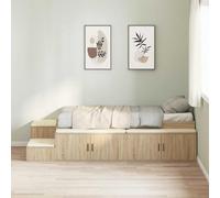 Qnhdfrt Espace de rangement - Cadre de lit en chêne Sonoma - 100 x 200 cm - Design moderne avec 6 compartiments pour mettre de l'ordre dans la chambre à coucher - Matériau en bois robuste - Montage